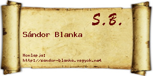Sándor Blanka névjegykártya